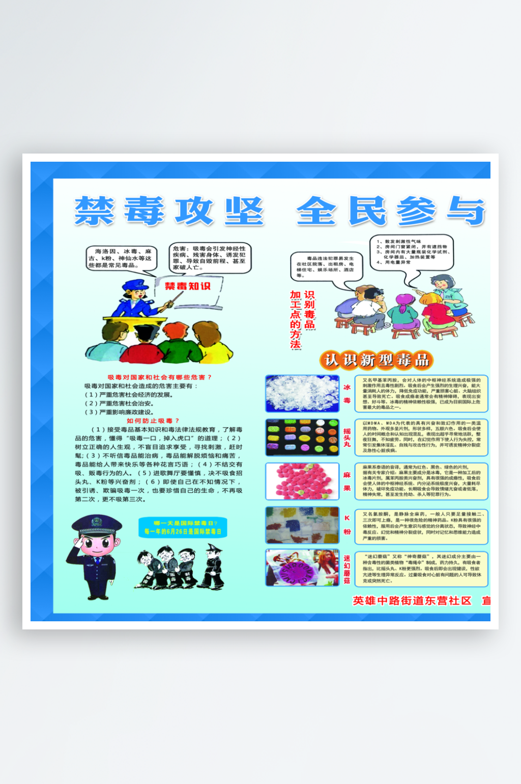 社区禁毒常识展板素材