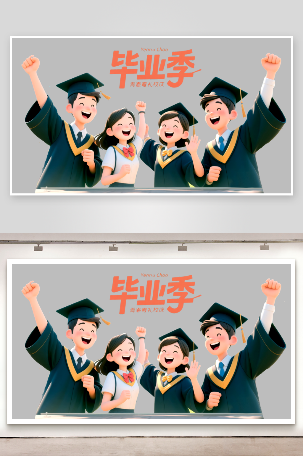 毕业季3d人物插画素材