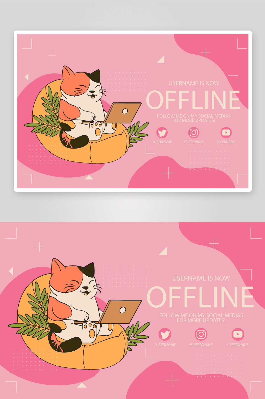 办公中的三花猫卡通插画素材