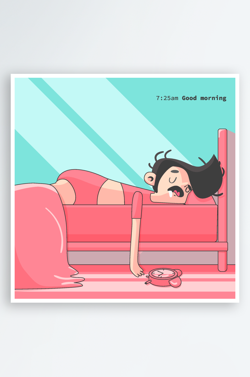 起床困难症卡通插画素材
