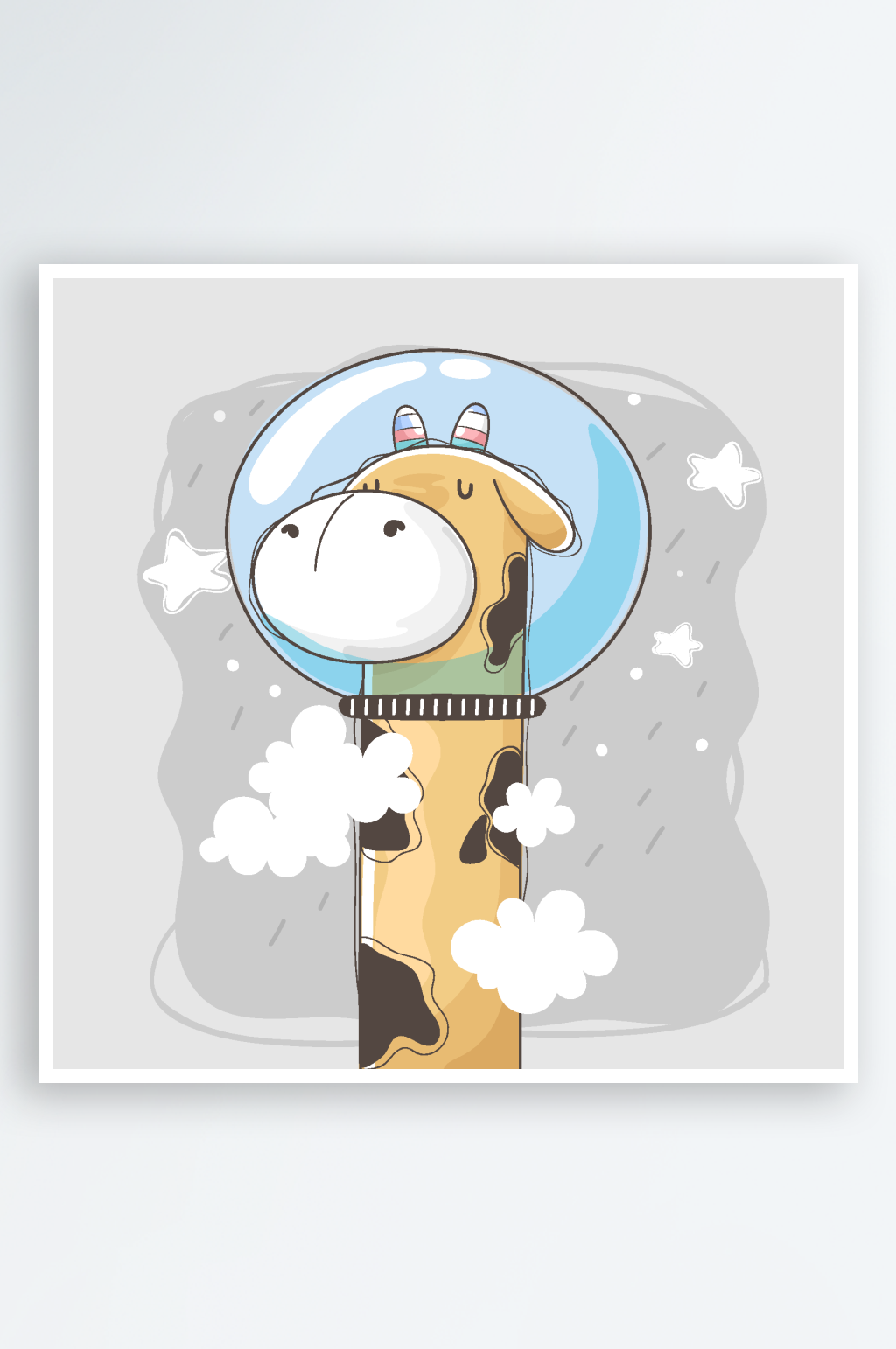 长颈鹿卡通水彩插画素材