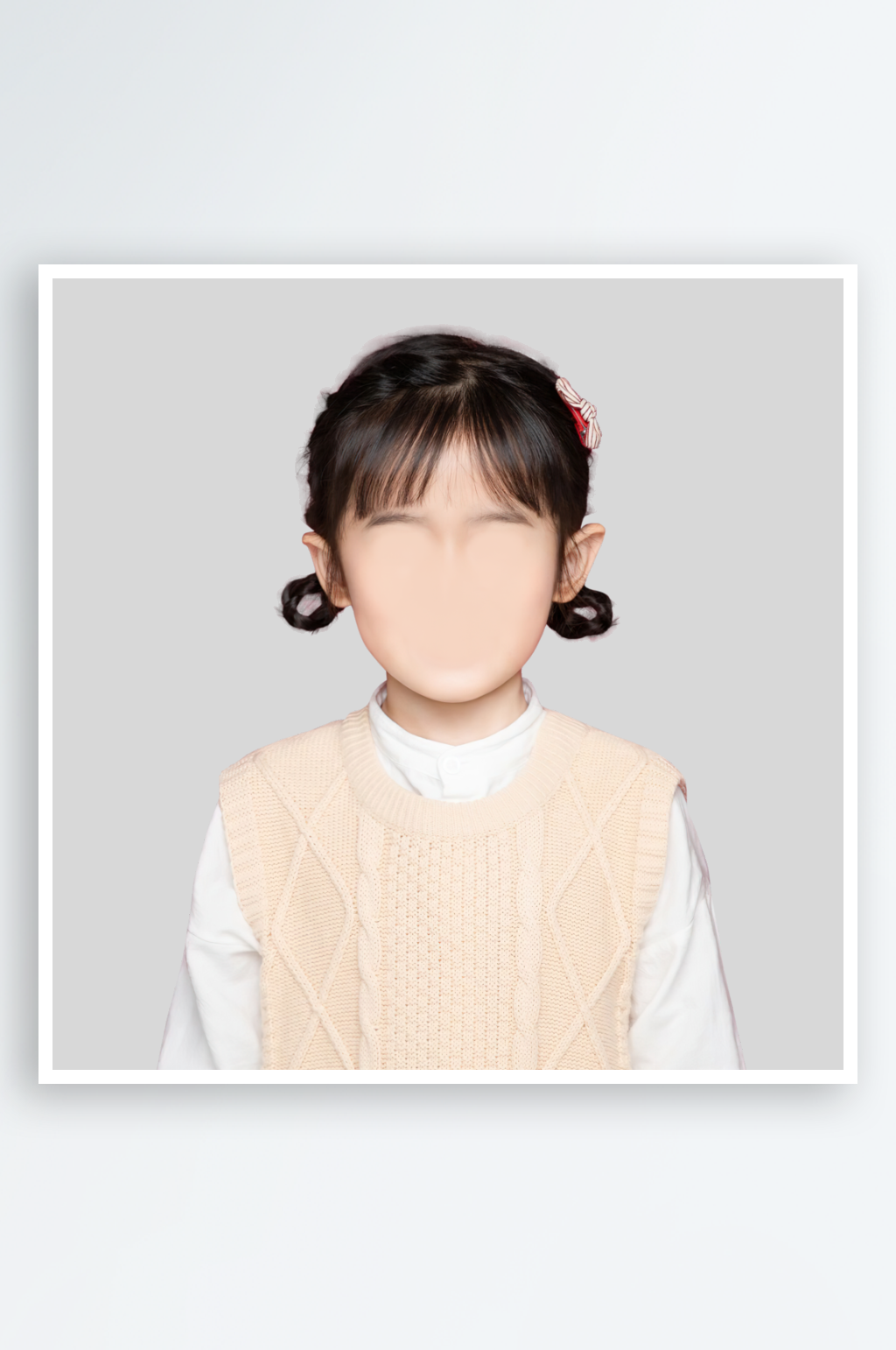 女童女生證件照素材模板素材