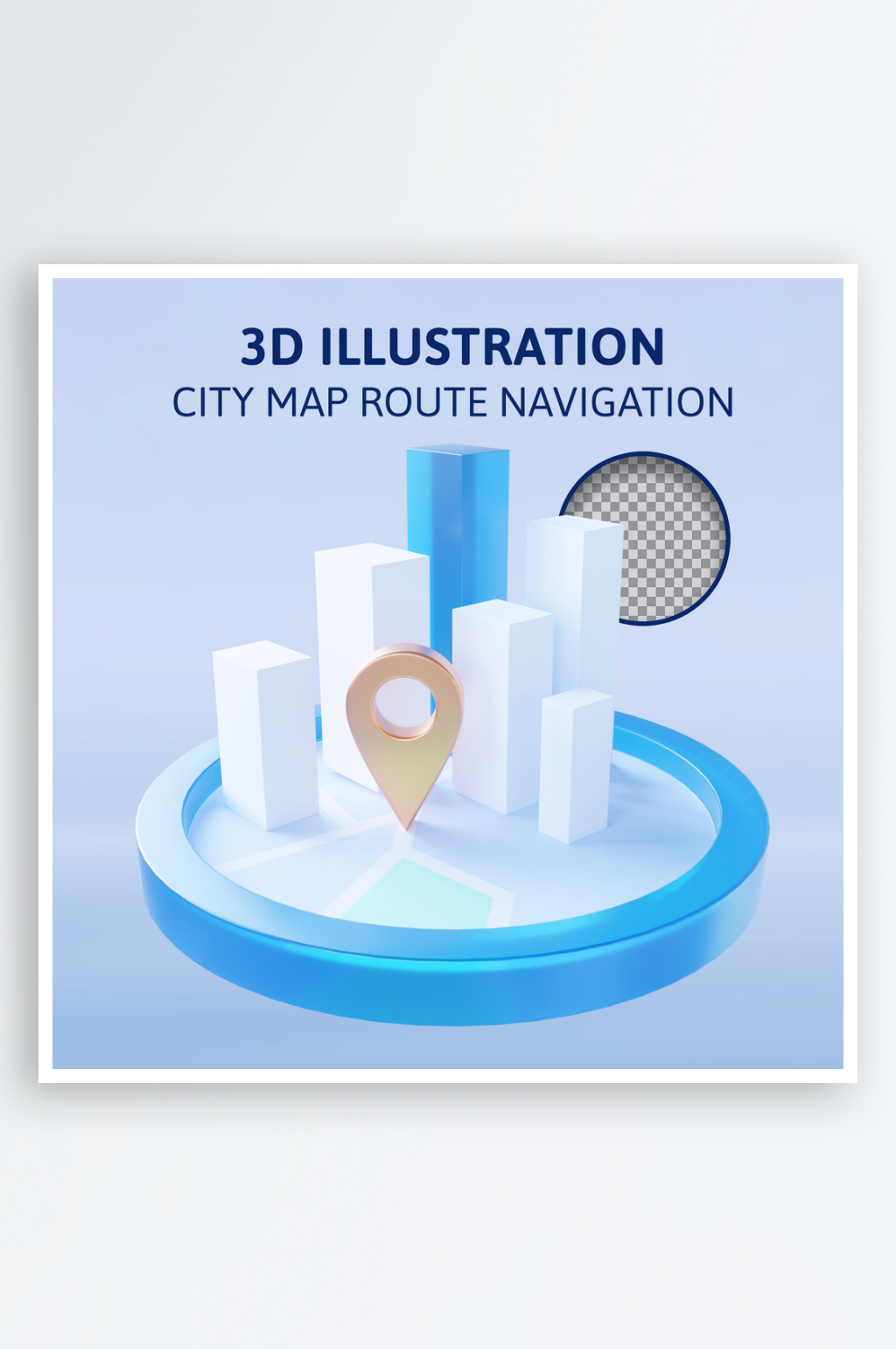 城市地图路线导航3D立体图标素材