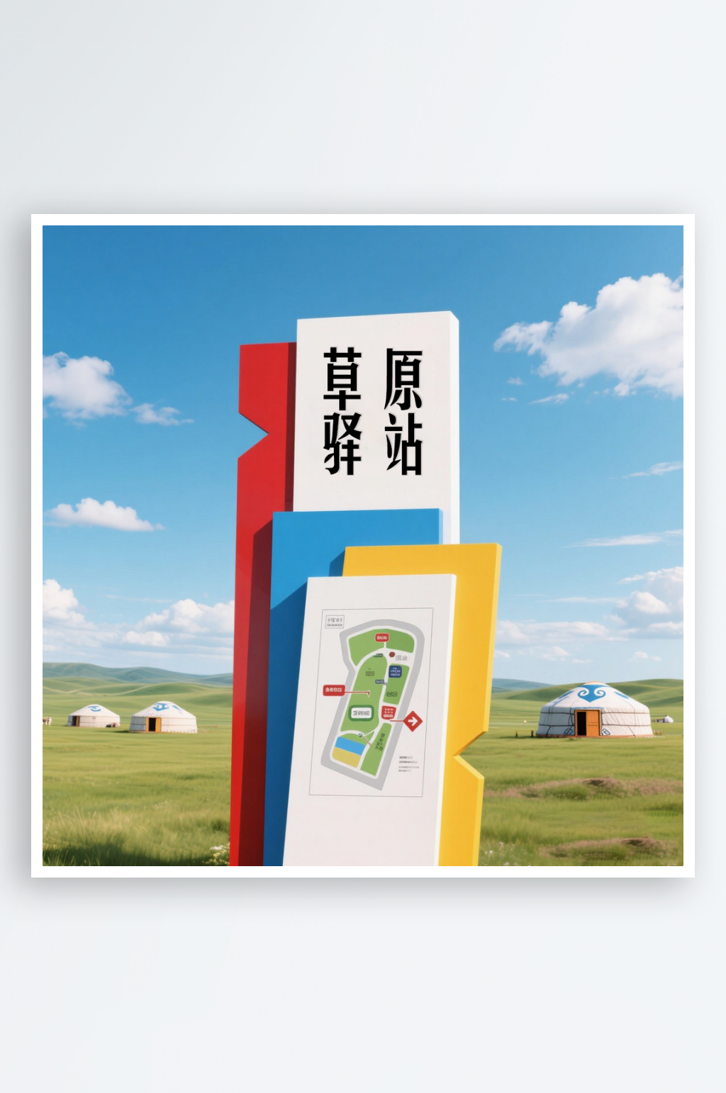 草原上的精神堡垒导视图素材