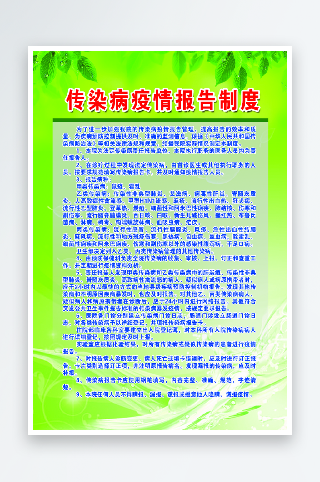 最新原创医院制度宣传海报素材