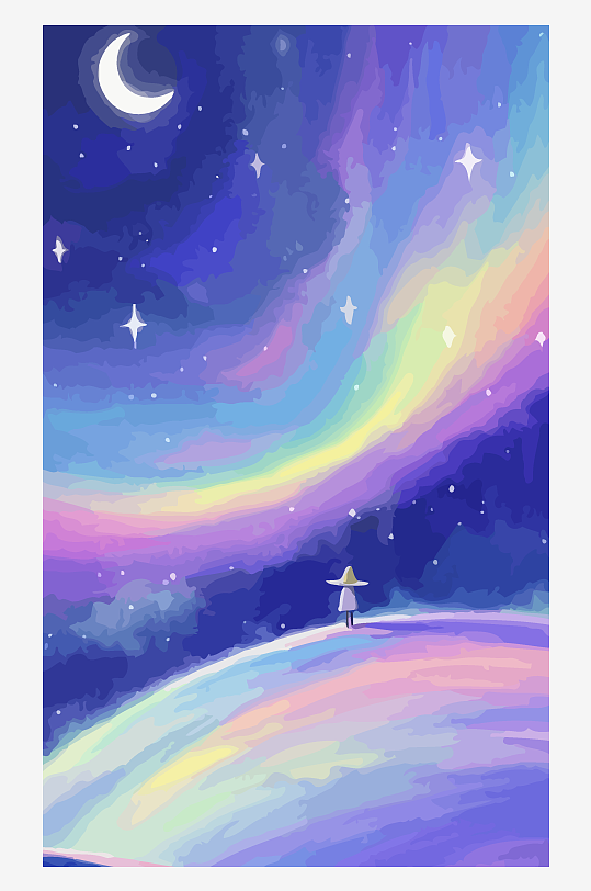 Q版星空矢量插画元素
