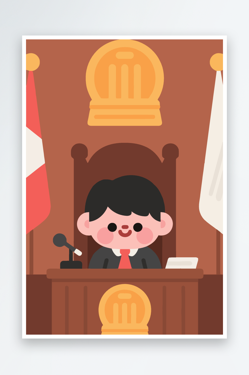 法庭打官司矢量插图头像图形Q版元素素材