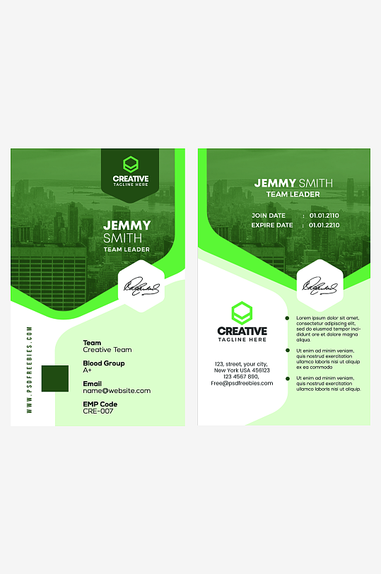 绿色科技感企业个人名片素材-众图网