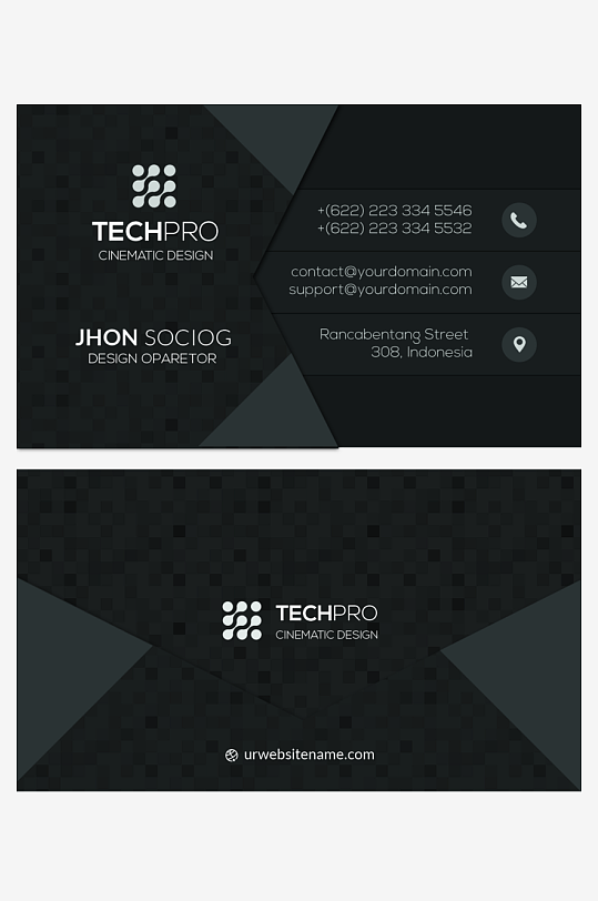黑色科技感企业个人名片素材-众图网