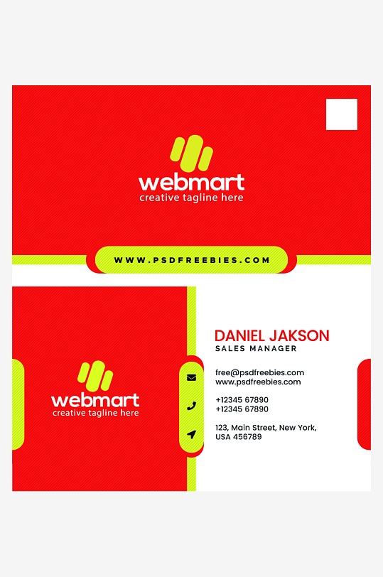 红色科技感企业个人名片素材-众图网