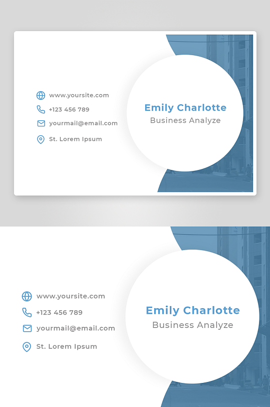 蓝色科技感企业个人名片素材-众图网