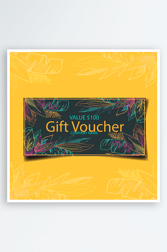 彩绘热带植物礼品券矢量素材素材中国-众图网