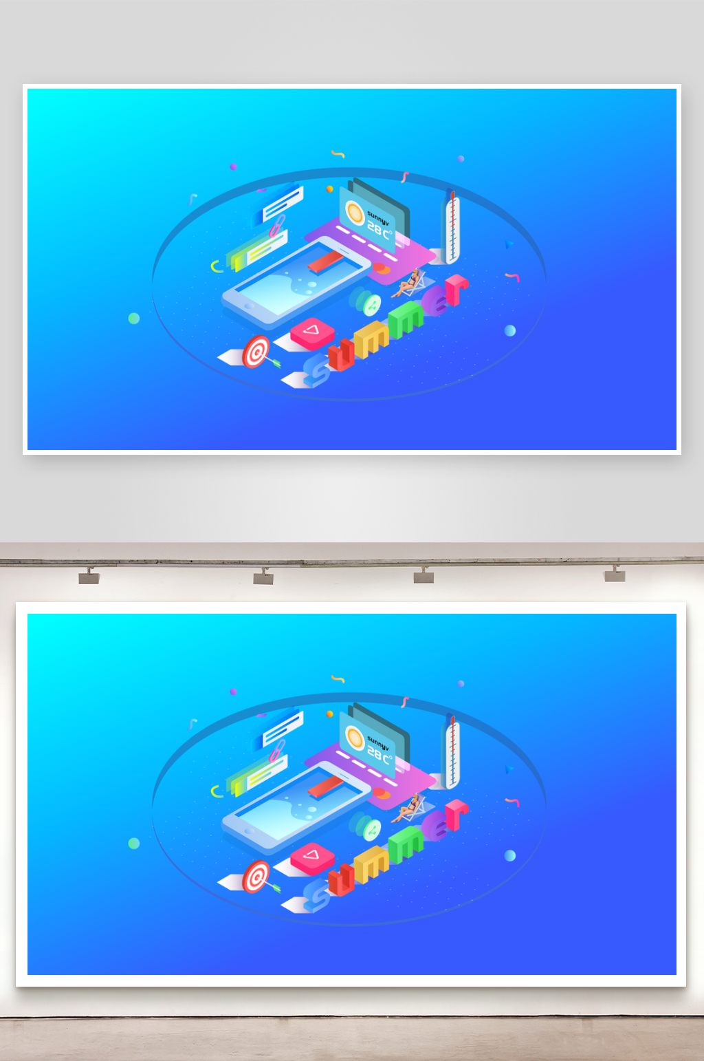 3D渲染科技办公场景互联网元素插画素材素材
