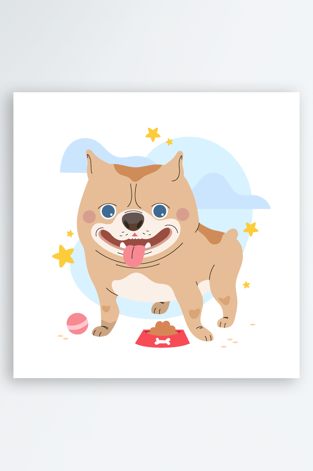 卡通可爱宠物矢量手绘插画素材