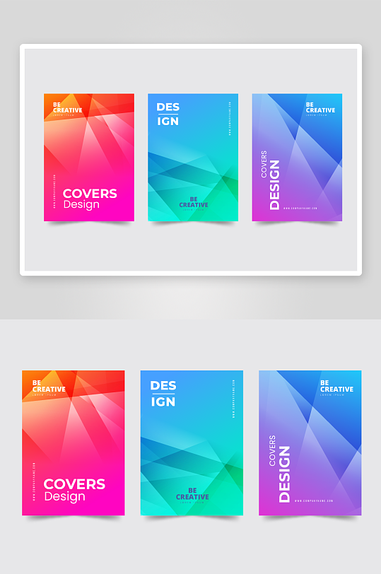 抽象酷炫炫彩几何线条画册封面设计-众图网