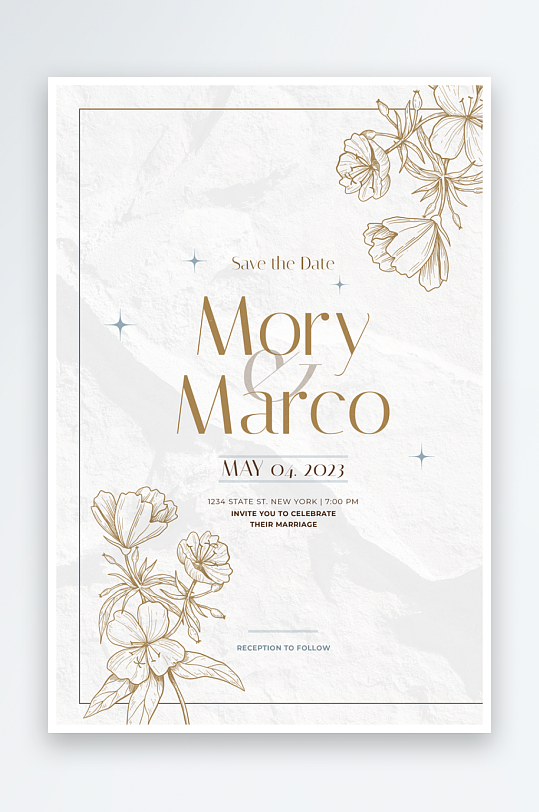 小清新淡雅婚宴婚礼请柬邀请函设计-众图网