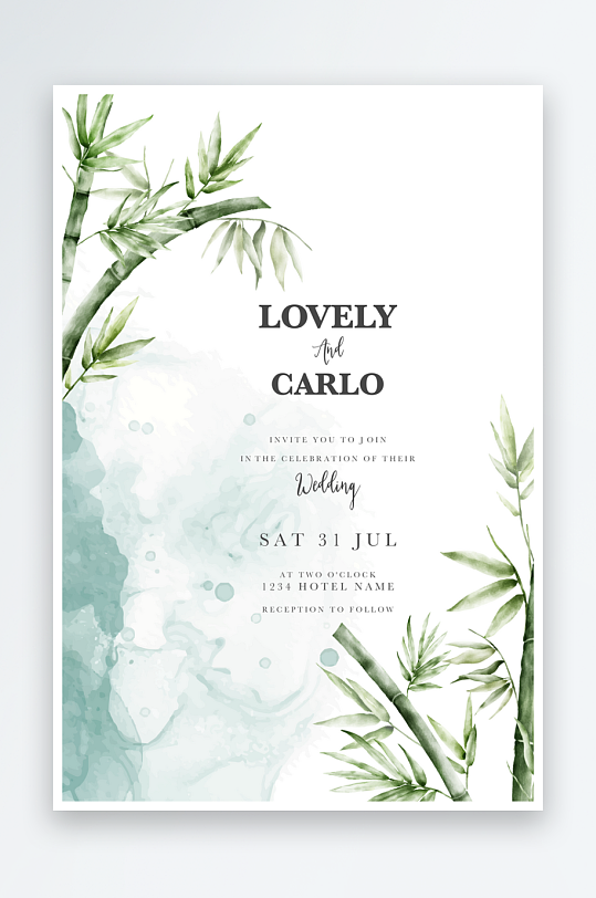 小清新淡雅婚宴婚礼请柬邀请函设计-众图网