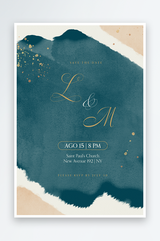 小清新淡雅婚宴婚礼请柬邀请函设计-众图网