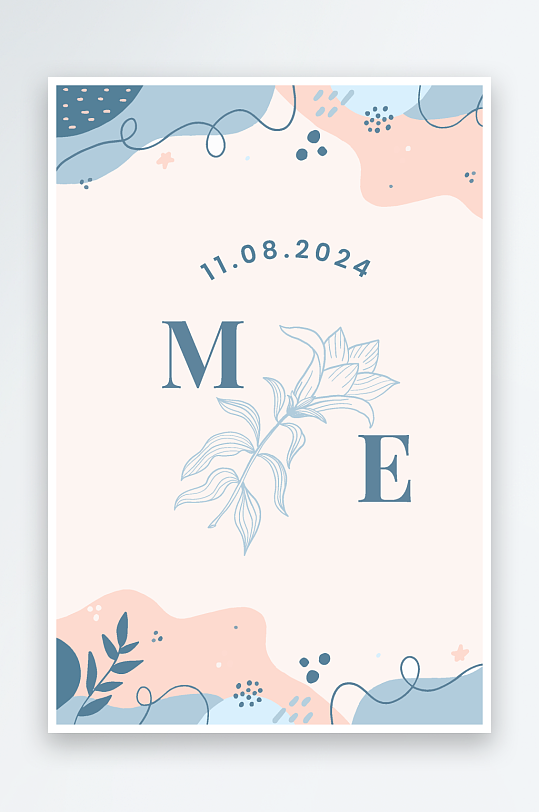 淡雅婚宴婚礼小清新请柬邀请函设计-众图网