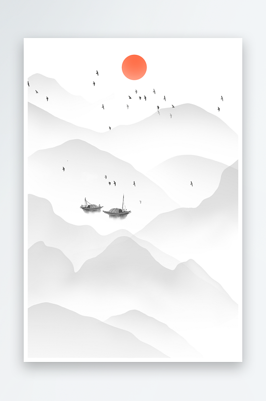 简约水墨山水画素材-众图网