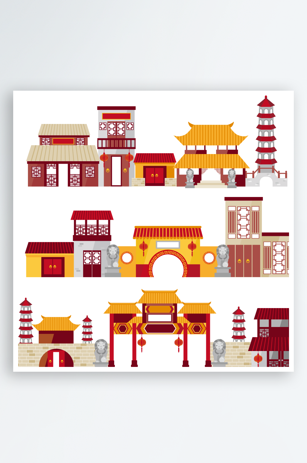 中式传统建筑矢量素材素材