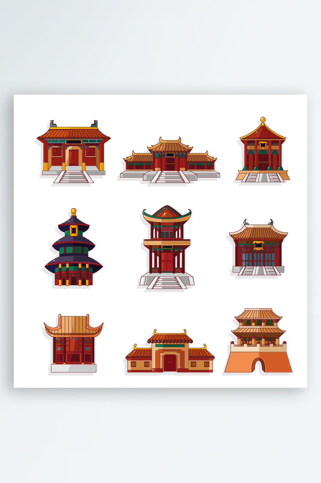 中式传统建筑矢量素材素材