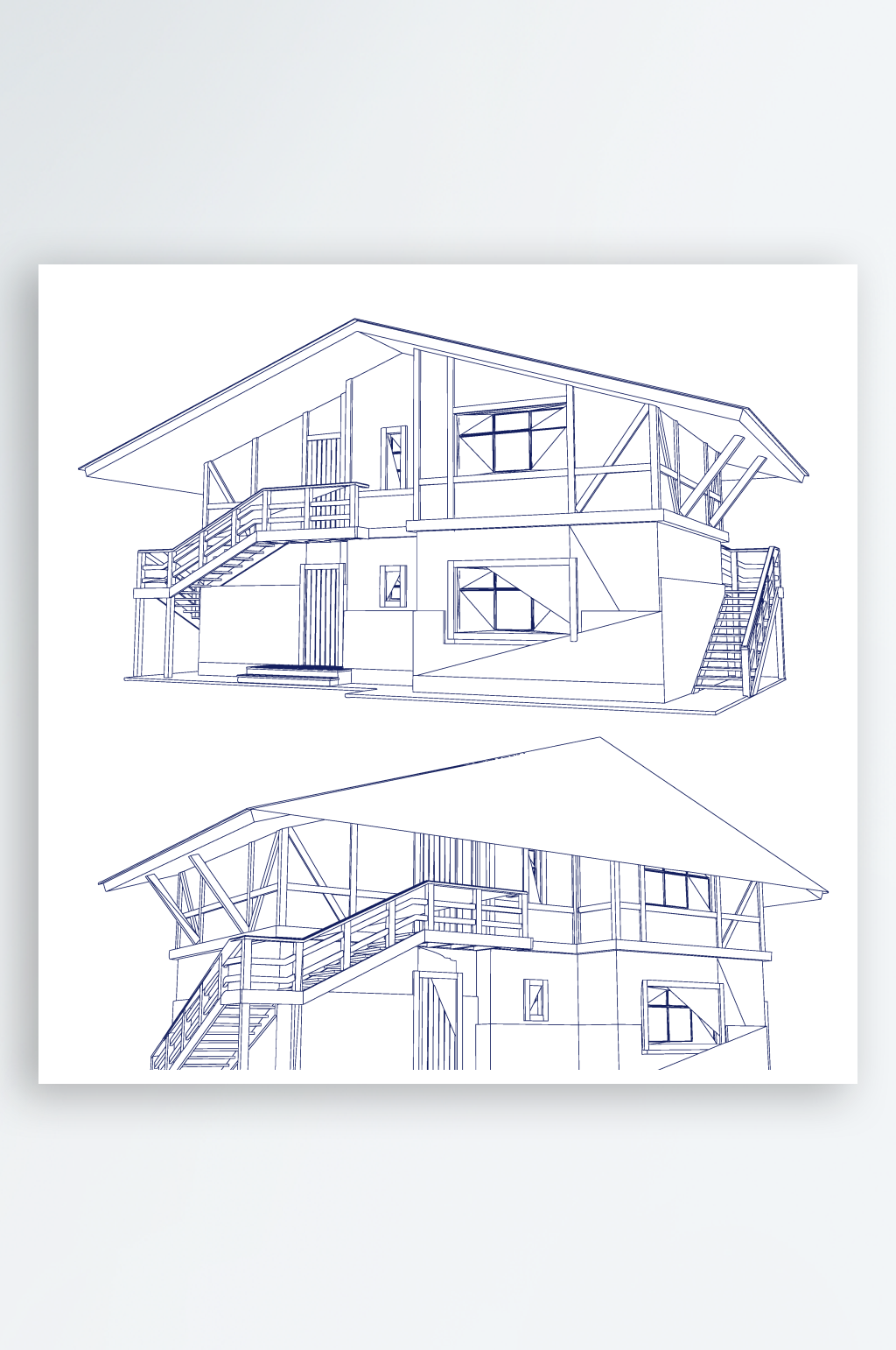 现代房屋建筑结构设计图素材