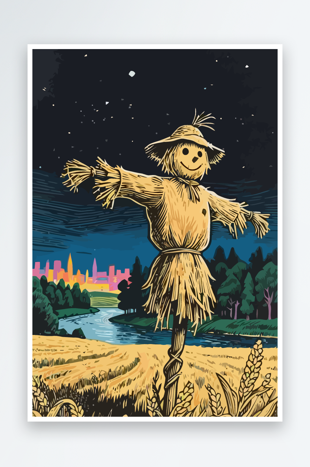 稻草人矢量插画图形素材