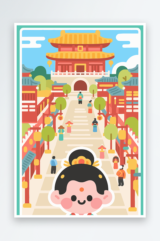 大唐夜市矢量插画插图图形头像Q版元素