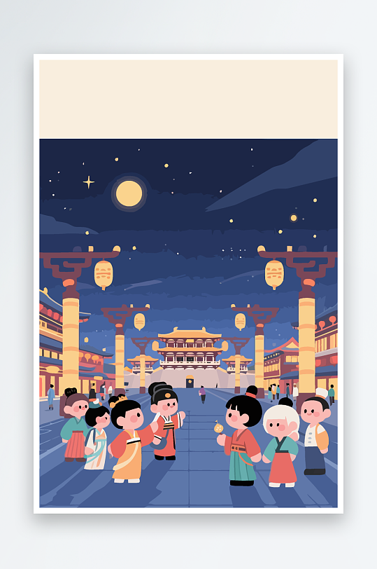 大唐夜市矢量插画插图图形头像Q版元素