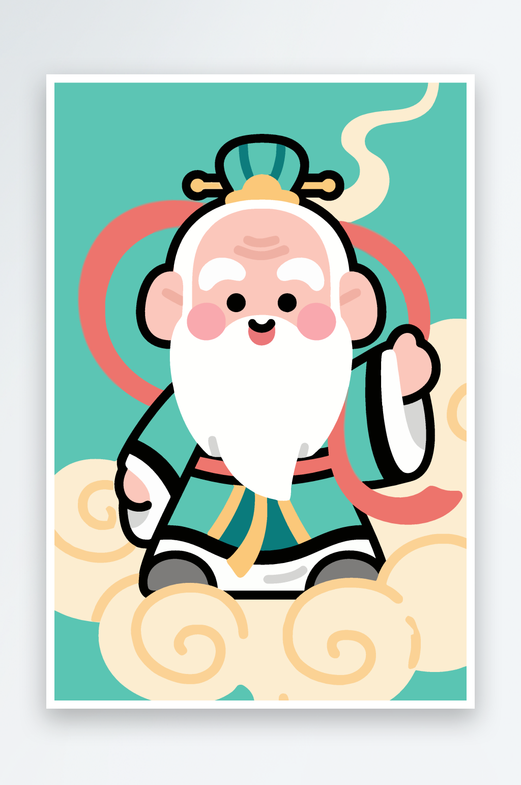 慈祥老神仙矢量插画插图图形头像Q版素材
