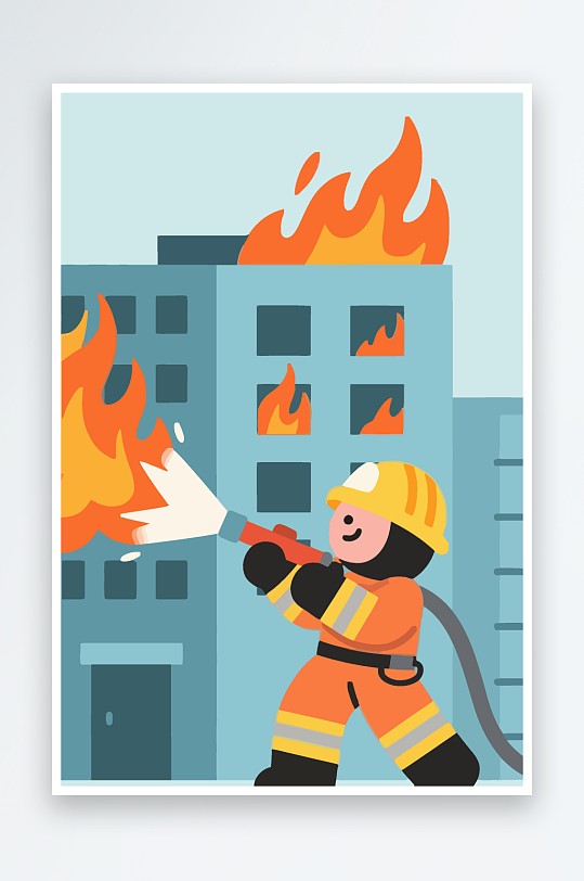消防英雄图像矢量插画插图Q版