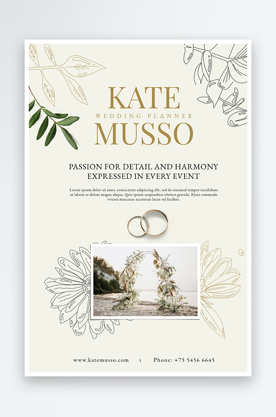 水彩唯美手绘淡雅结婚婚礼请柬邀请函设计-众图网