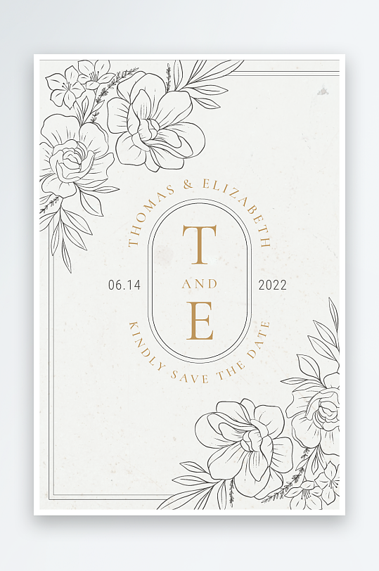 手绘水彩唯美淡雅结婚婚礼请柬邀请函设计-众图网