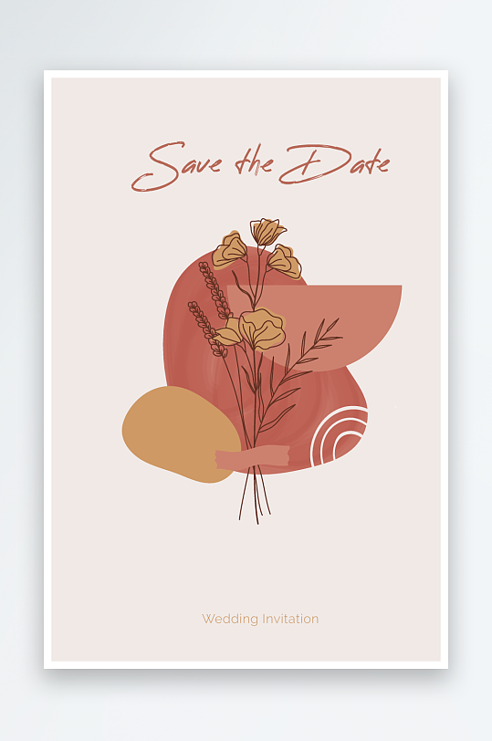 手绘水彩唯美淡雅结婚婚礼请柬邀请函设计-众图网