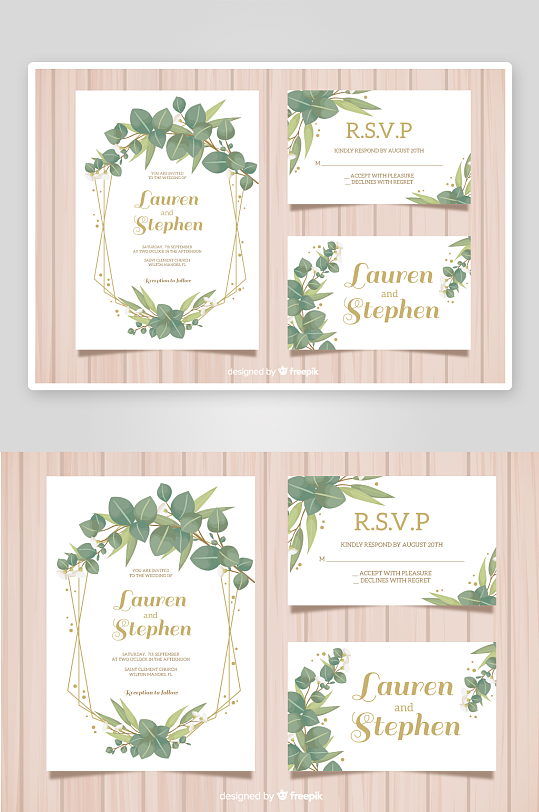 水彩手绘唯美淡雅结婚婚礼请柬邀请函设计-众图网