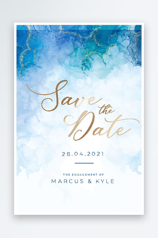 手绘水彩唯美淡雅结婚婚礼请柬邀请函设计-众图网