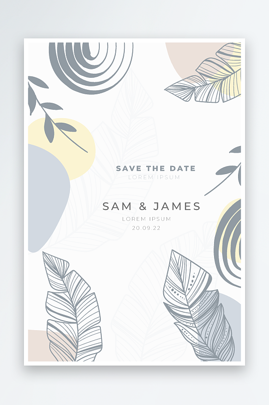 手绘水彩唯美淡雅结婚婚礼请柬邀请函设计-众图网