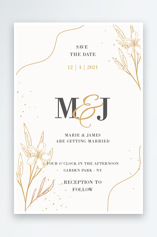 手绘水彩唯美淡雅结婚婚礼请柬邀请函设计-众图网