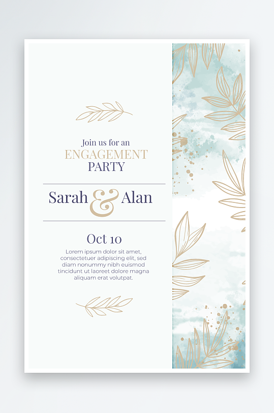 手绘水彩唯美淡雅结婚婚礼请柬邀请函设计-众图网