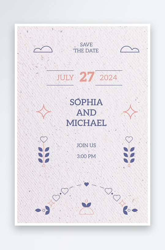 唯美水彩手绘淡雅结婚婚礼请柬邀请函设计-众图网