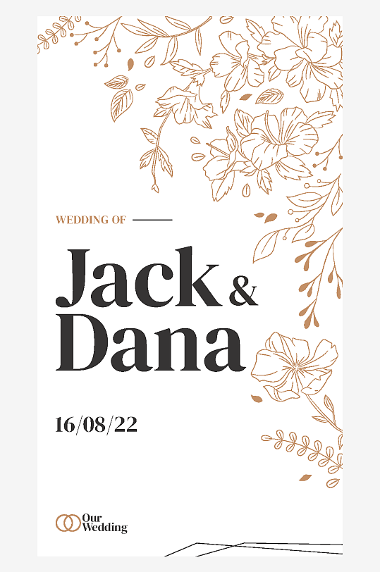 水彩手绘唯美淡雅结婚婚礼请柬邀请函设计-众图网