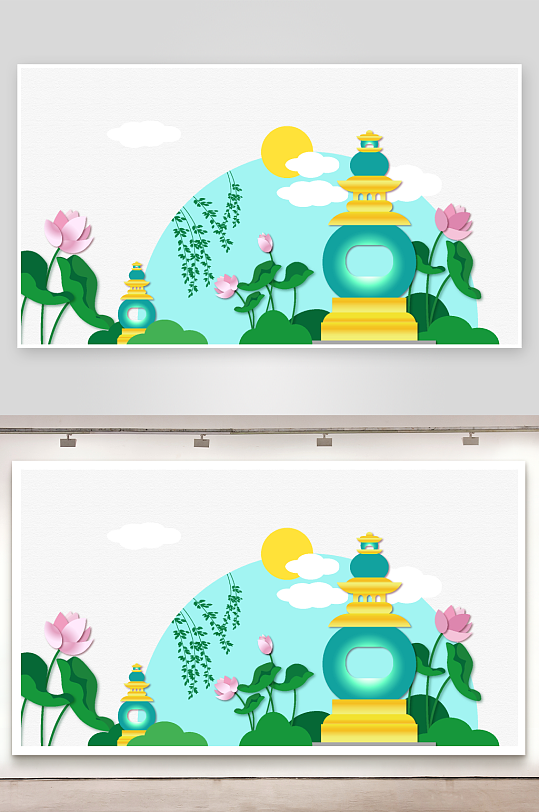 赏荷花节季开了叶美陈活动布置氛围装饰素材-众图网