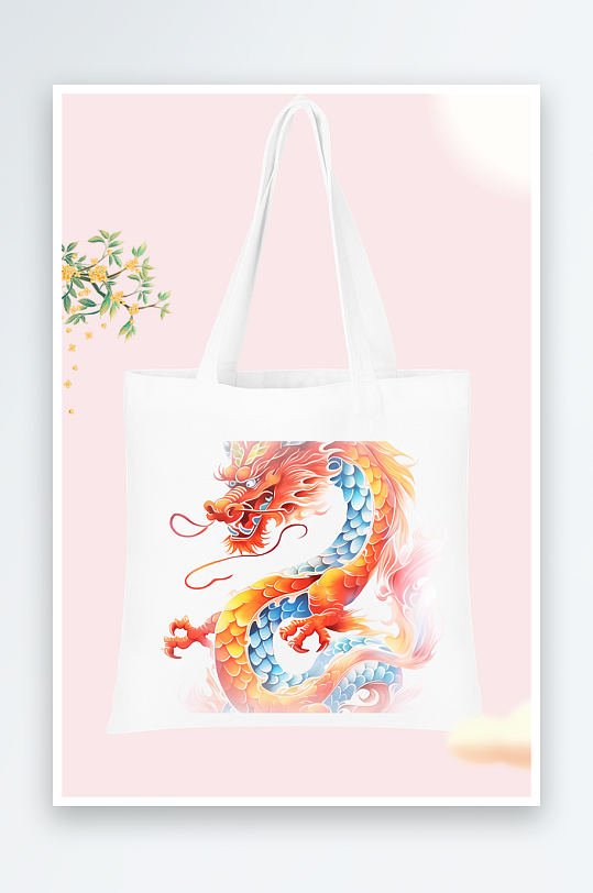 彩色龙图案手提袋设计-众图网