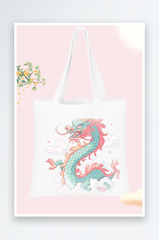 彩色龙图案手提袋设计-众图网