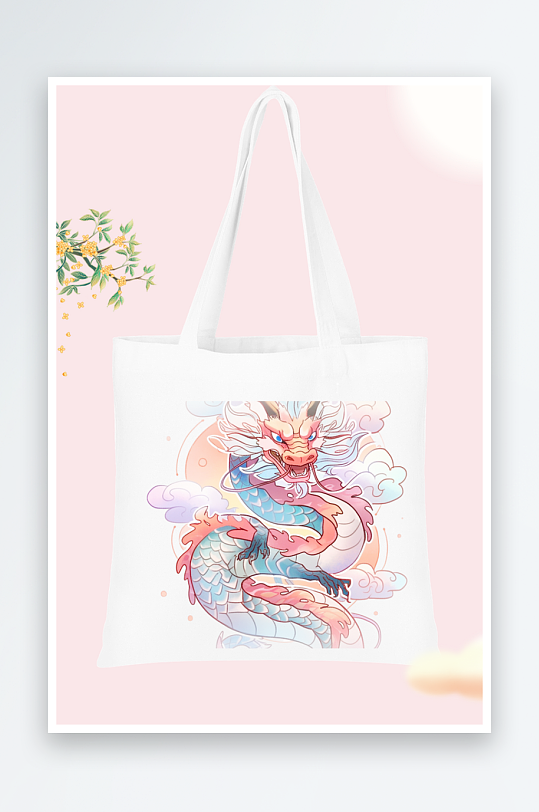 彩色龙图案手提袋设计-众图网