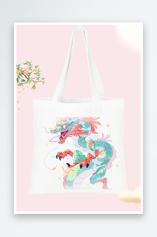 彩色龙图案手提袋设计-众图网