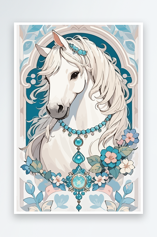 矢量彩绘插画元素马-众图网