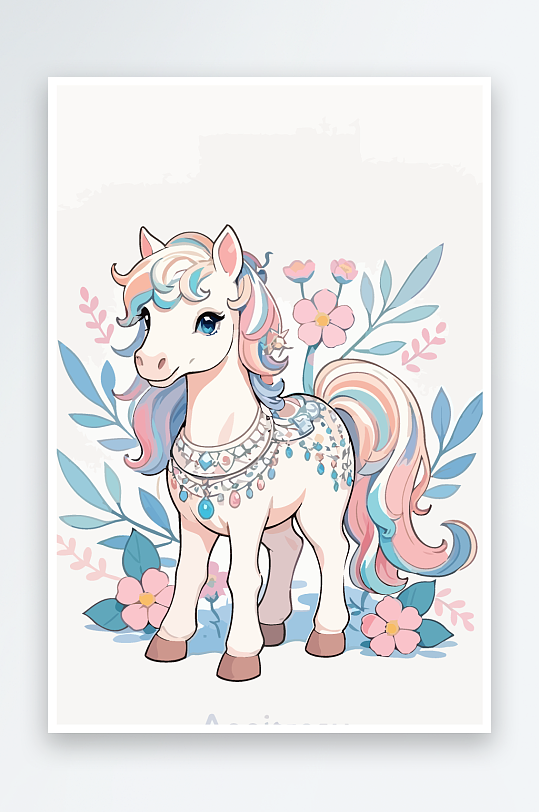 矢量彩绘插画元素马-众图网