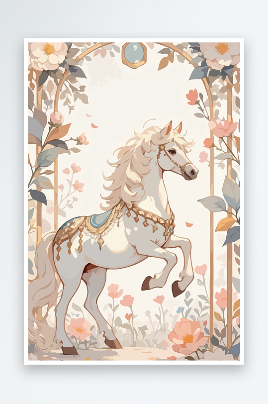 矢量彩绘插画元素马-众图网